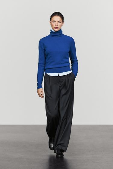 Wool blend knit turtleneck sweater — Bluish 1