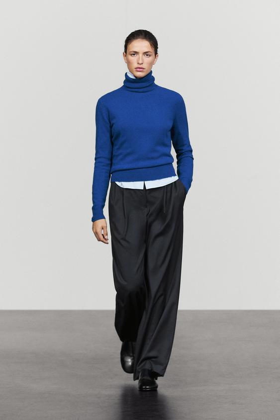 Zara Wool blend knit turtleneck sweater - Bluish - Image 0