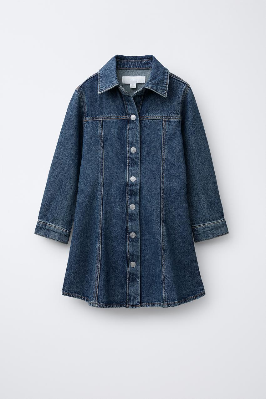 zara cut out denim dress Z1975 SHORT DENIM DRESS - Mid-blue