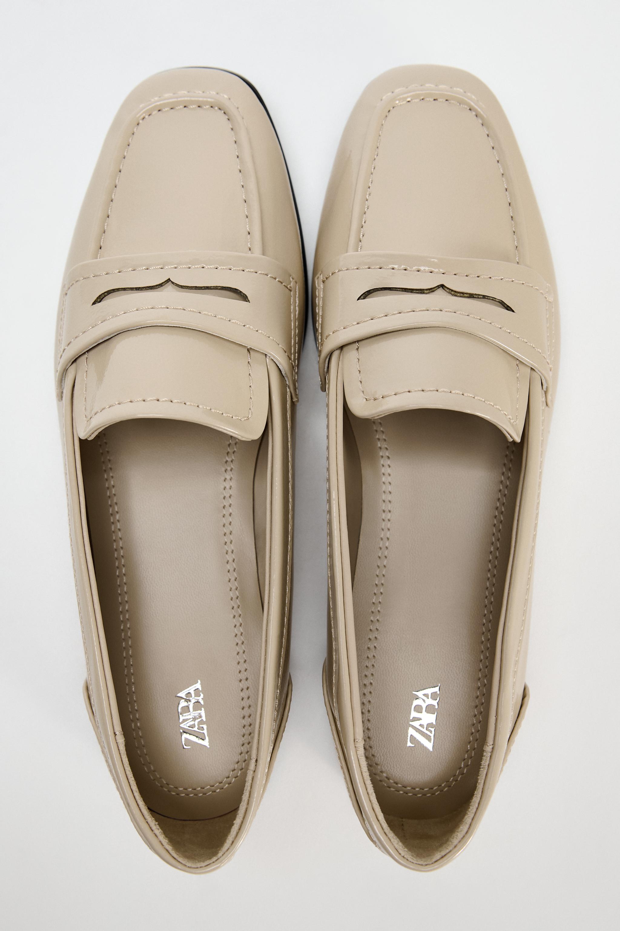 パテントレザーフィニッシュ ローファー - ホワイト | ZARA