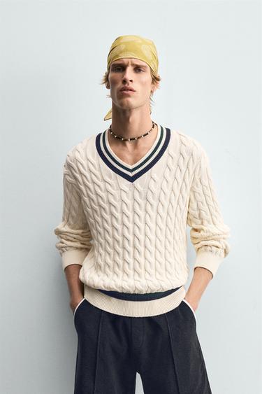 CABLE-KNIT SWEATER - Ecru by Zara