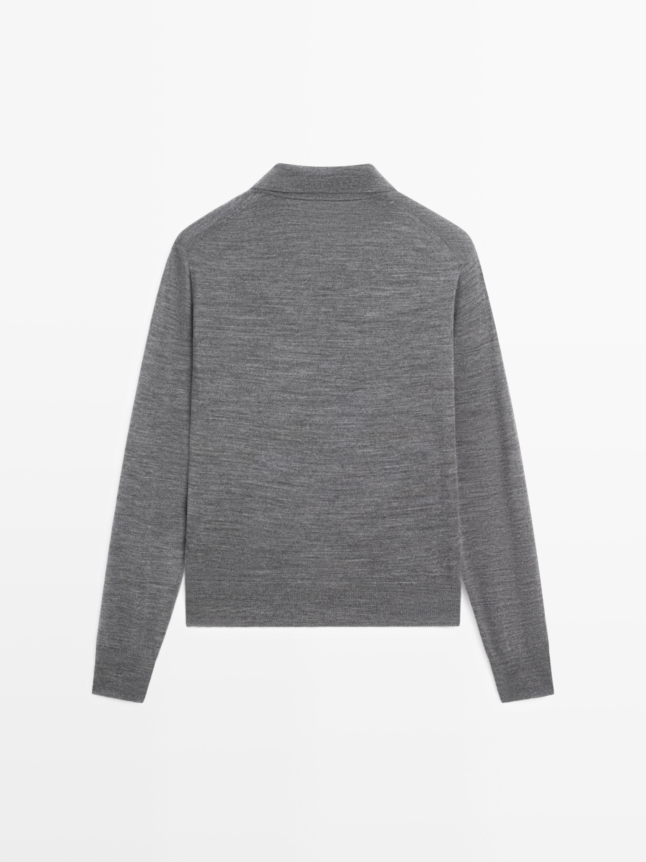 Wool knit polo sweater