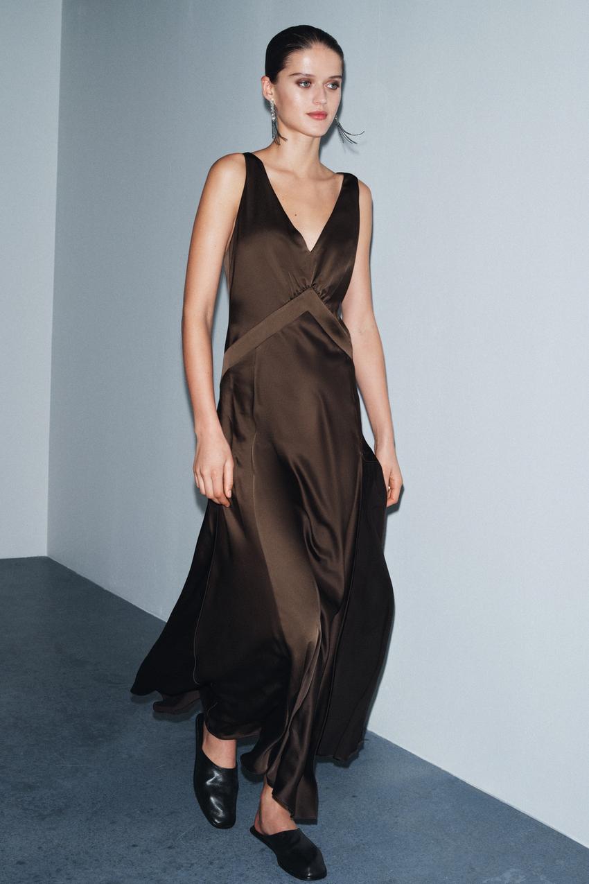 ZW COLLECTION LIMITED EDITION LONG SATIN DRESS - Dark brown | ZARA South Africa ZW COLLECTION LIMITED EDITION LONG SATIN DRESS - Dark brown | ZARA South Africa