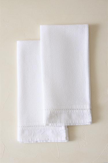 PANOS DE PRATO EM WAFFLE (CONJUNTO DE 2) - Branco da Zara