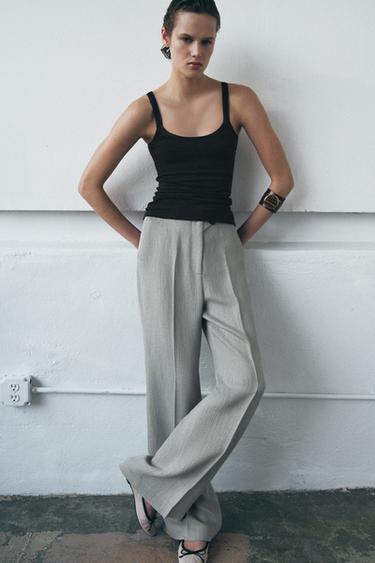RIBBED VEST TOP - Charcoal grey by Zara