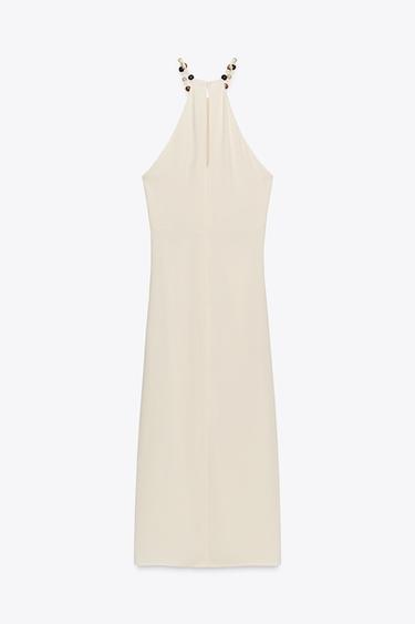 MIDI CUT-OUT DRESS WITH KNOT - Yellow by Zara - Image 9