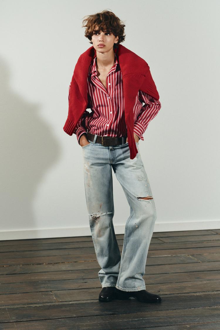 TRF MID-WAIST CROPPED STRAIGHT-LEG JEANS Light blue ZARA Thailand