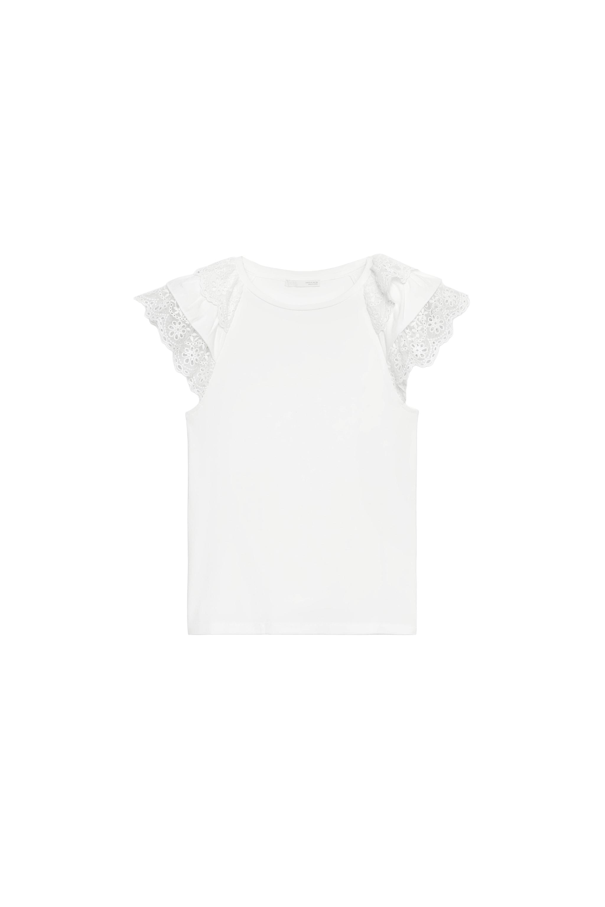 ショートスリーブ刺繍Tシャツ - ホワイト | ZARA Japan / 日本