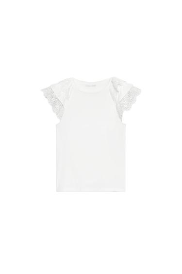EMBROIDERED SHORT SLEEVE T-SHIRT - White by Zara