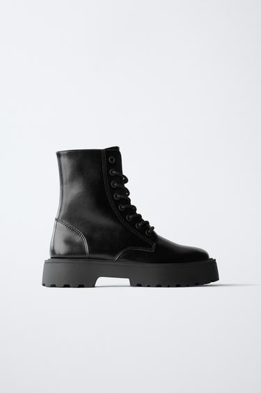 LACE-UP ANKLE BOOTS - Black by Zara