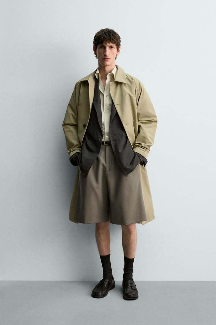 ZARA 100% WOOL PLEATED BERMUDA SHORTS
