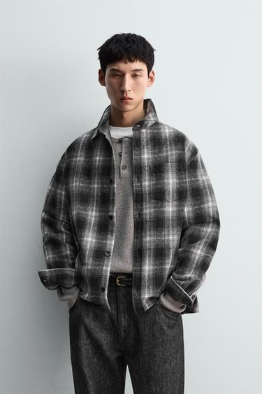 CHECK RELAXED FIT OVERSHIRT - Black / White by Zara