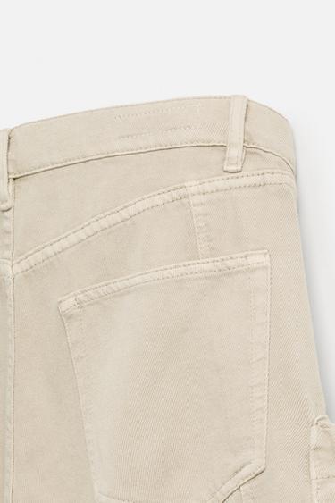 PANTALON CARGO EN DENIM AVEC POCHES - Marron clair de Zara - Image 8
