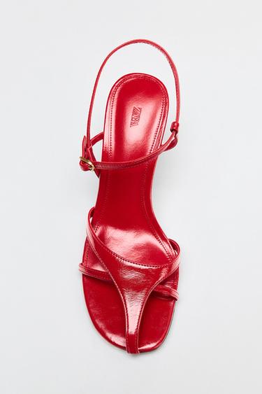 LIMITED EDITION LEATHER STRAPPY SANDALS - Red by Zara