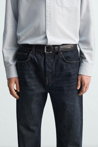 PLATE BUCKLE LEATHER BELT - Black de Zara - Imagen 0