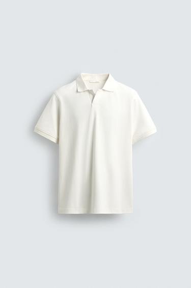 Zara PIQUÉ TEXTURED POLO - Oyster-white