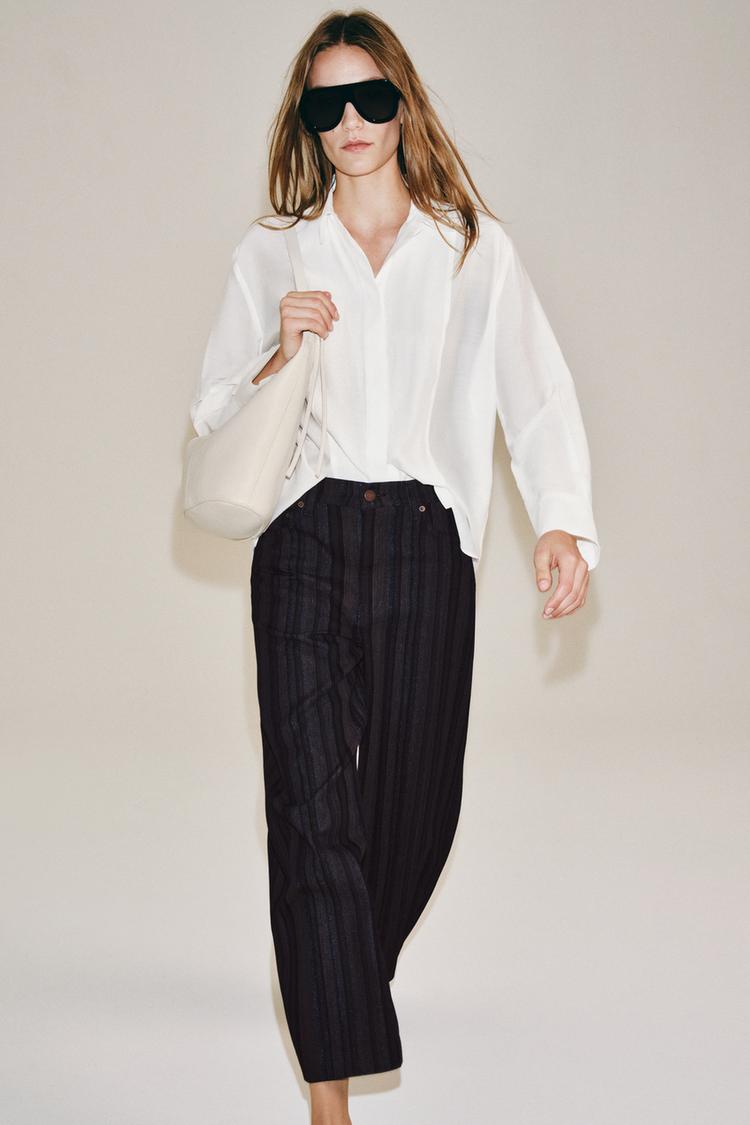 ZW COLLECTION SOLID BIB-FRONT SHIRT — Oyster-white