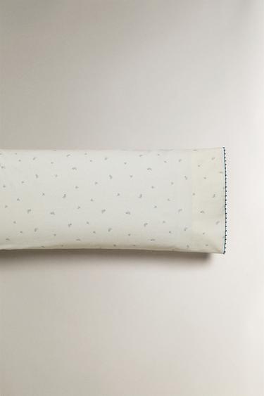 CHILDREN’S COTTON PILLOWCASE WITH LEAVES AND POLKA DOTS - White / Navy by Zara - Image 3