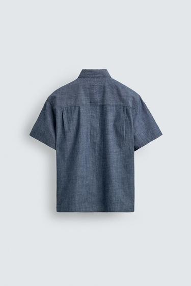 CHAMBRAY DENIM SHIRT - Mid-blue by Zara - Image 6