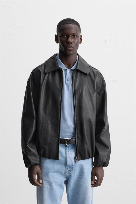 ZARA メンズフェイクレザーブルゾン