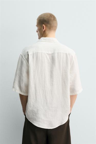 CHEMISE COUPE BOXY 100 % LIN - Blanc de Zara - Image 2