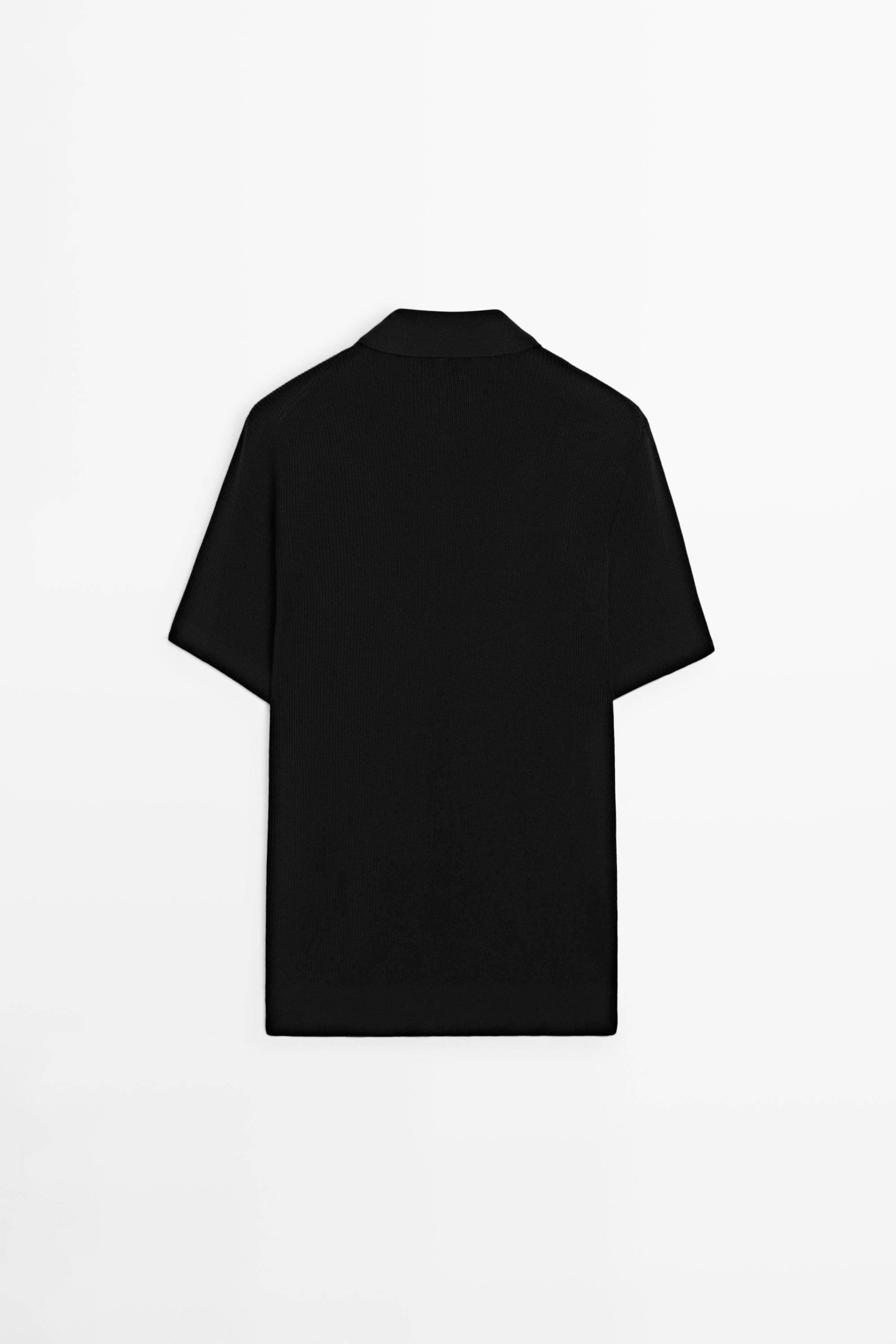 Knit polo sweater with quarter-zip collar