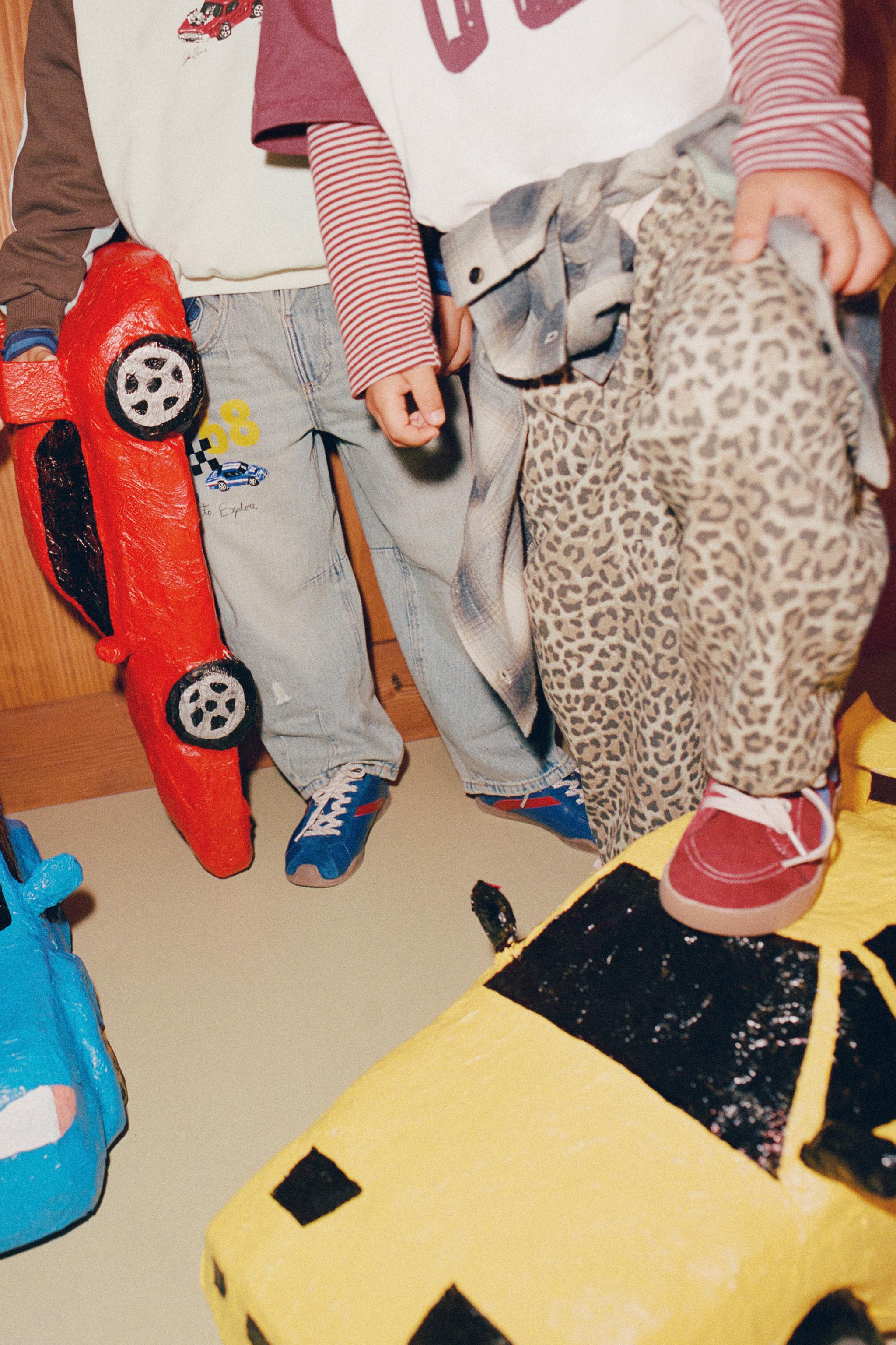 ANIMAL PRINT BALLOON TWILL TROUSERS
