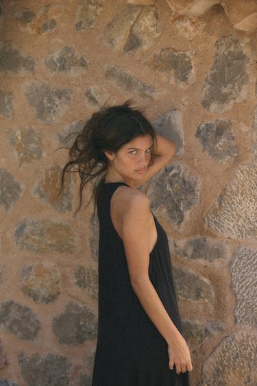 ROBE MI-LONGUE EN LYOCELL - Noir de Zara - Image 3