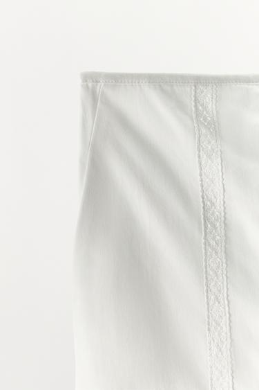 100% COTTON LACE TRIM TROUSERS - White by Zara - Image 4