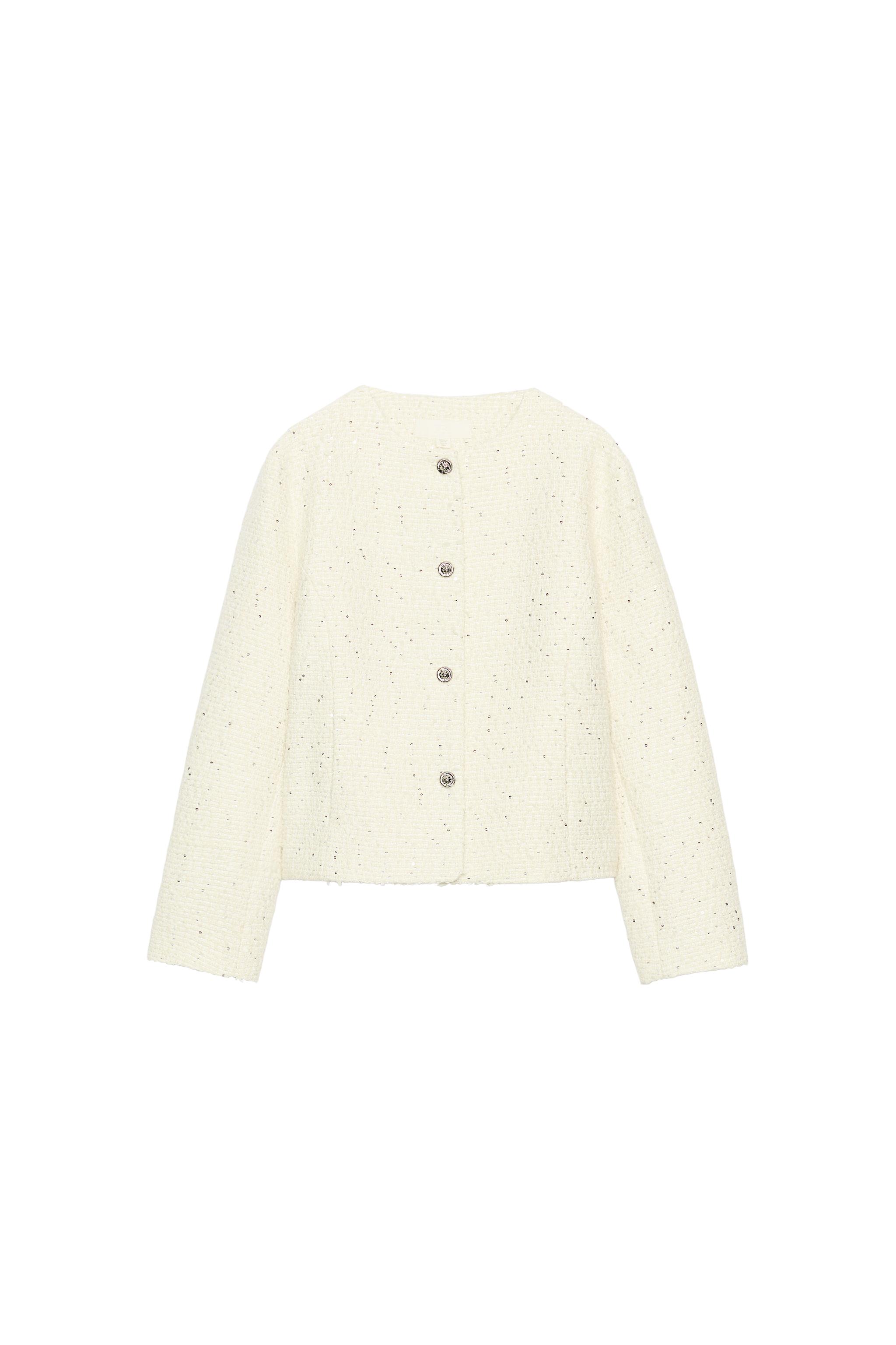 新品 ZARA レース刺繍シアージャケット　ブレザー　スパンコール　ameri スパンコール＆ビジューブレザー - エクリュ | ZARA Japan / 日本