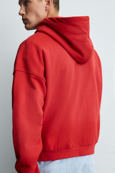 HOODIE ZIPPER LAVADO SPRAY - Rojo de Zara