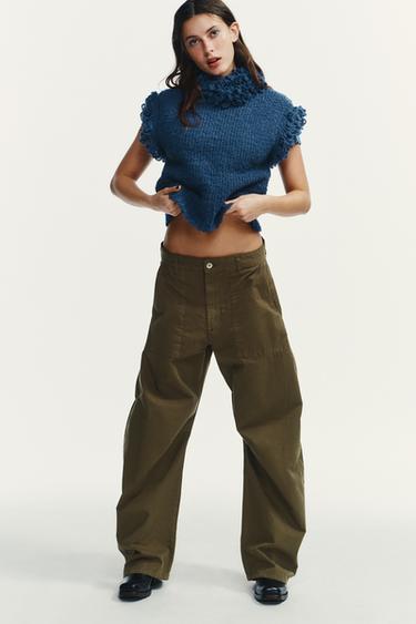KNIT TOP WITH FRINGING - Blue by Zara - Image 0