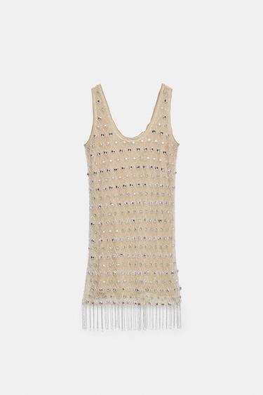 JEWEL BEADED MINI DRESS - Silver by Zara - Image 4