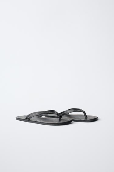 LEATHER SANDALS - Black by Zara - Image 1