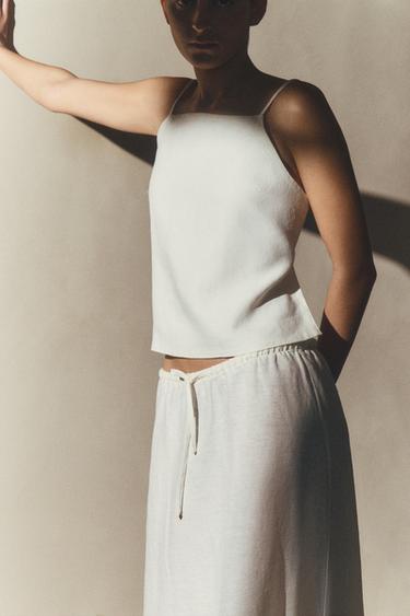 TOP LIN FINES BRETELLES - Écru de Zara - Image 6