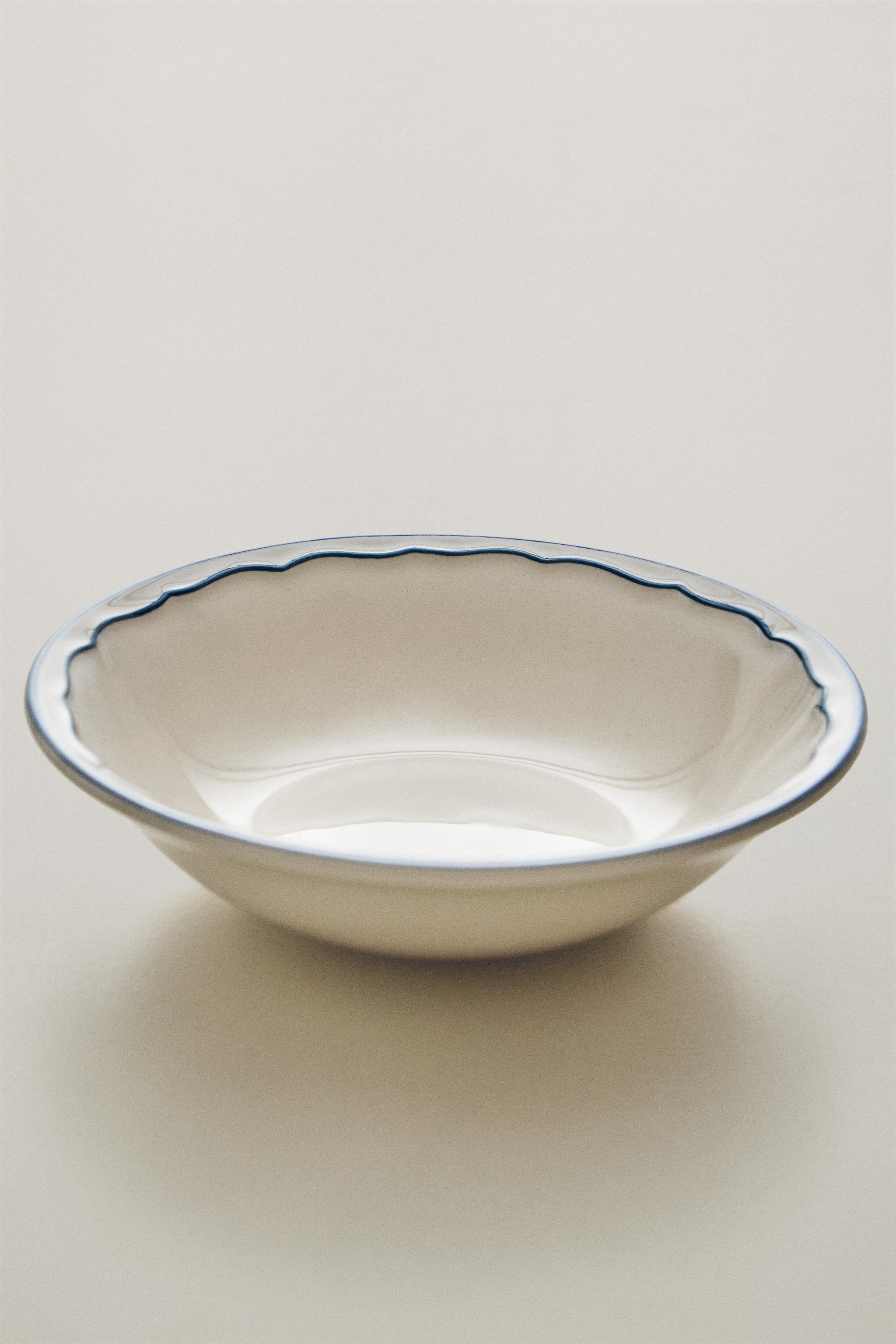 WAVY RIM EARTHENWARE BOWL — Blue