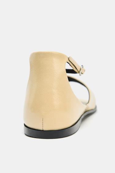 LEATHER TOE POST SANDALS - Ecru White by Zara - Image 4