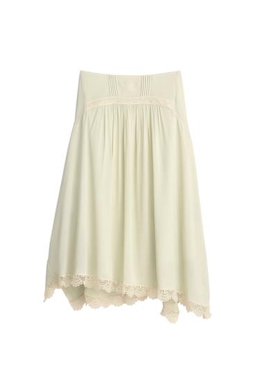 LIMITED EDITION LACE RUFFLE SKIRT - Light green by Zara