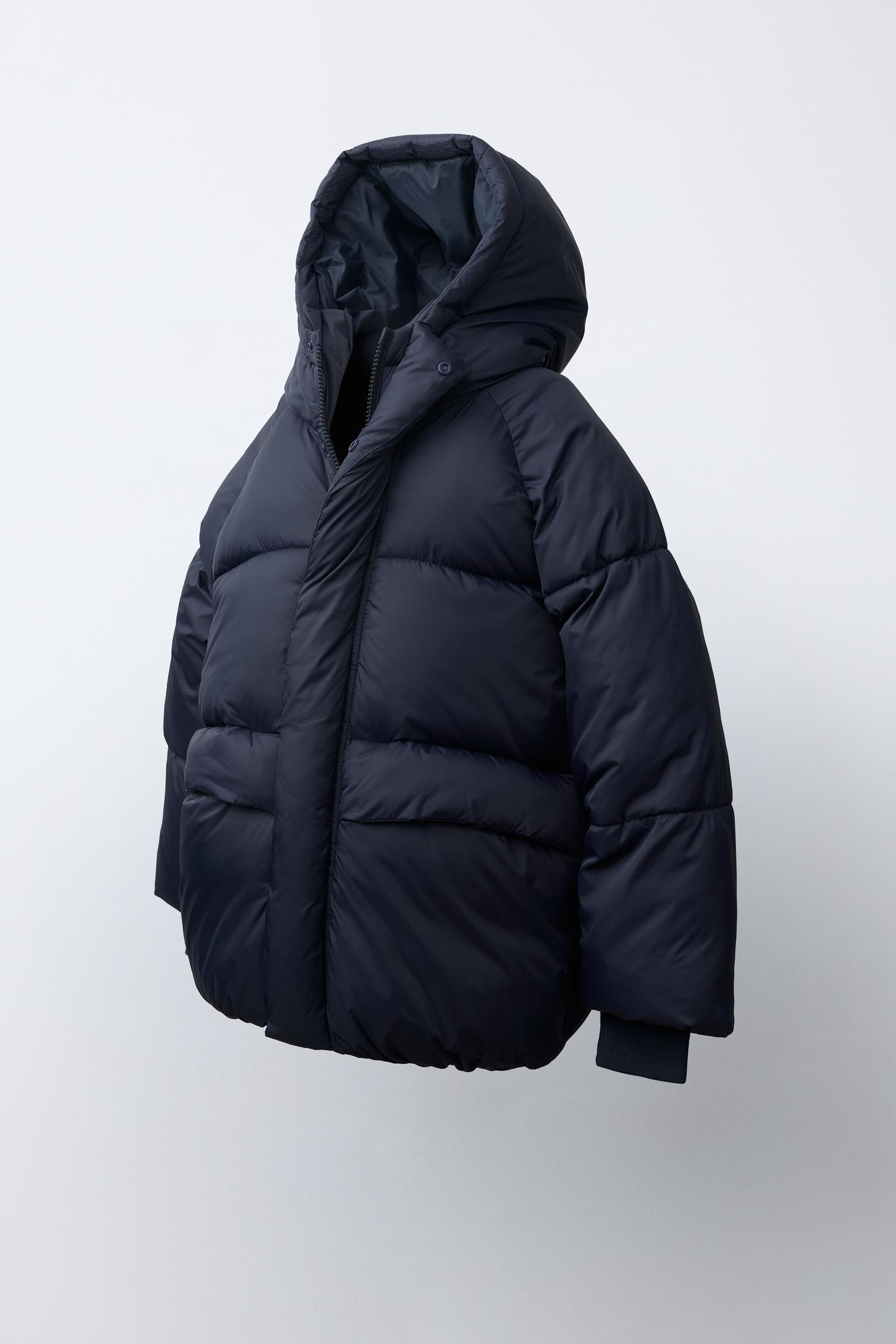 Детская куртка Zara Water-Repellent Hooded Puffer, цвет: Тёмно-синий — фото 3
