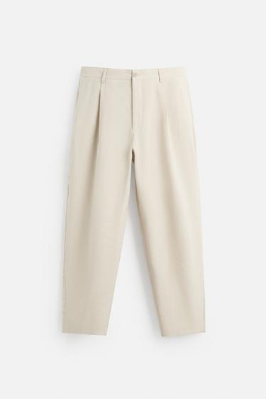 FLOWING PLEATED TROUSERS - Light beige by Zara