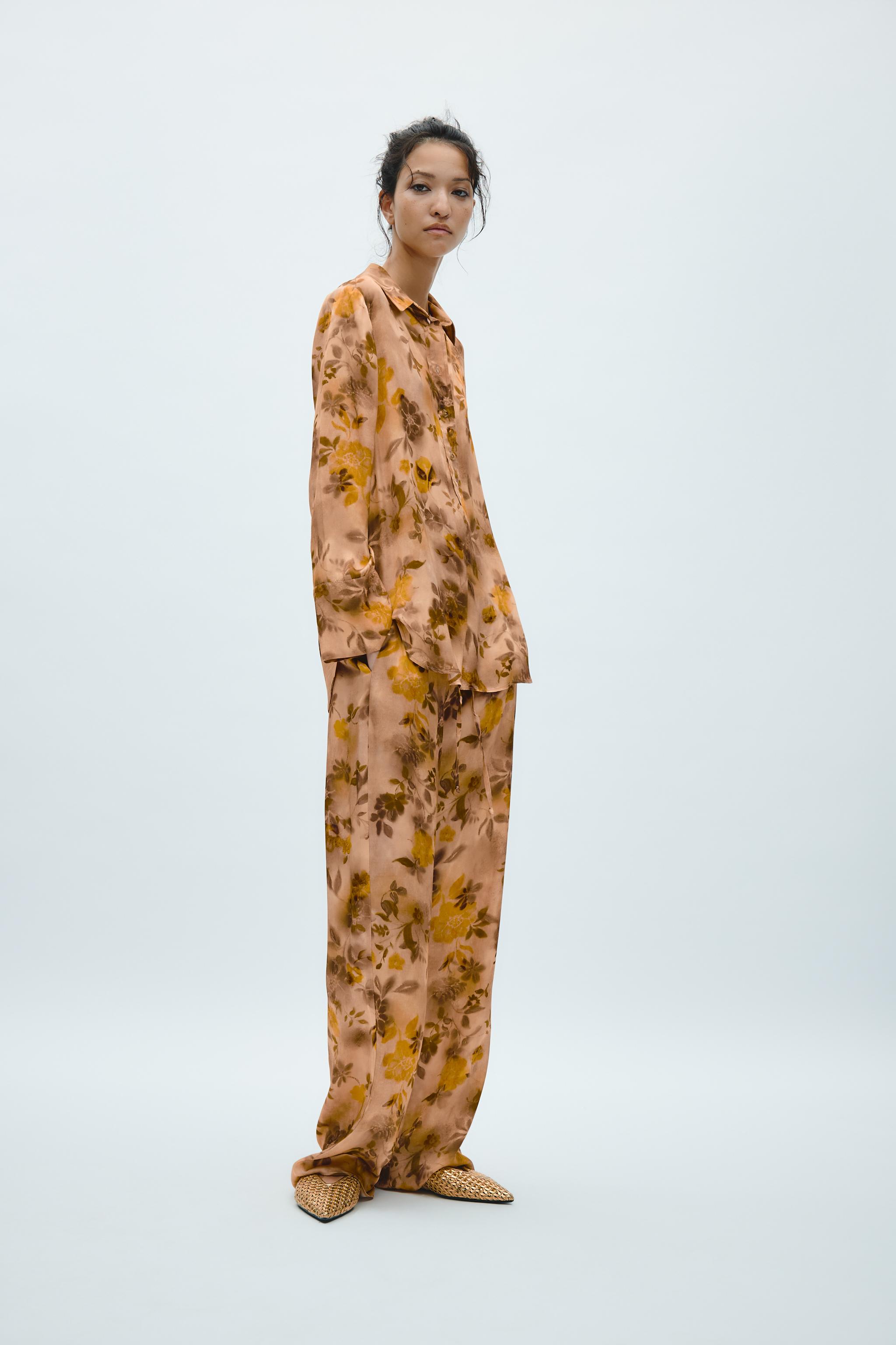ZARA 総柄織り ワイドパンツ ZARA 総柄織り ワイドパンツ レディース