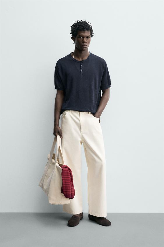 100% LINEN KNIT HENLEY SHIRT from Zara - $79.90