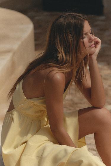 FLOWING MIDI DRESS - Yellow by Zara - Image 3