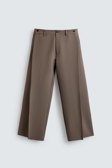 Zara 休閒版打褶長褲 - 棕色 / 暗灰褐色