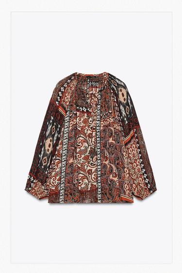 BLUSA ESTAMPADA HILO METALIZADO - Multicolor de Zara