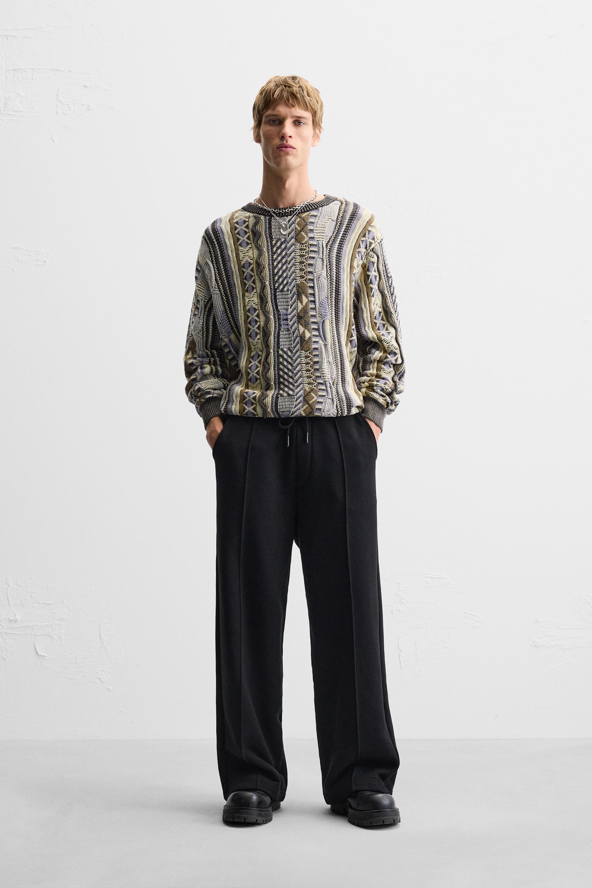★ZARA★ STRIPED JACQUARD SWEATER ABSTRACT JACQUARD SWEATER - Green | ZARA Australia