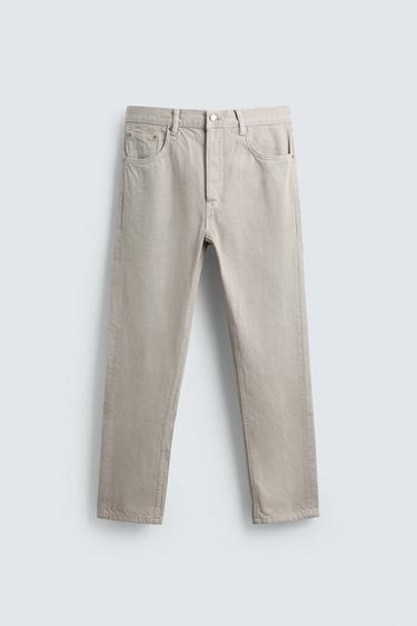 SLIM CROPPED FIT JEANS - råhvid fra Zara