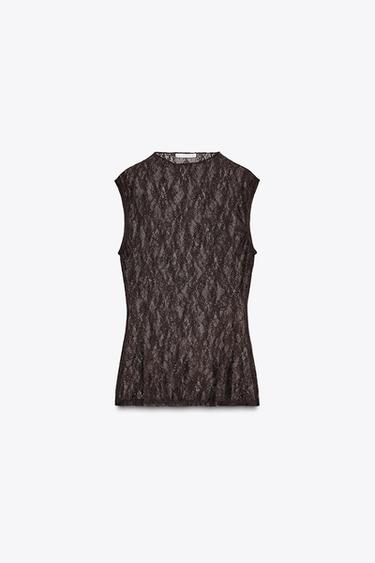 LACE TOP - Chocolate by Zara - Image 3