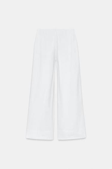 STRAIGHT-LEG COTTON TROUSERS - White by Zara - Image 3