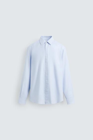Zara REGULAR FIT TEXTURED SHIRT - Sky blue - Image 0